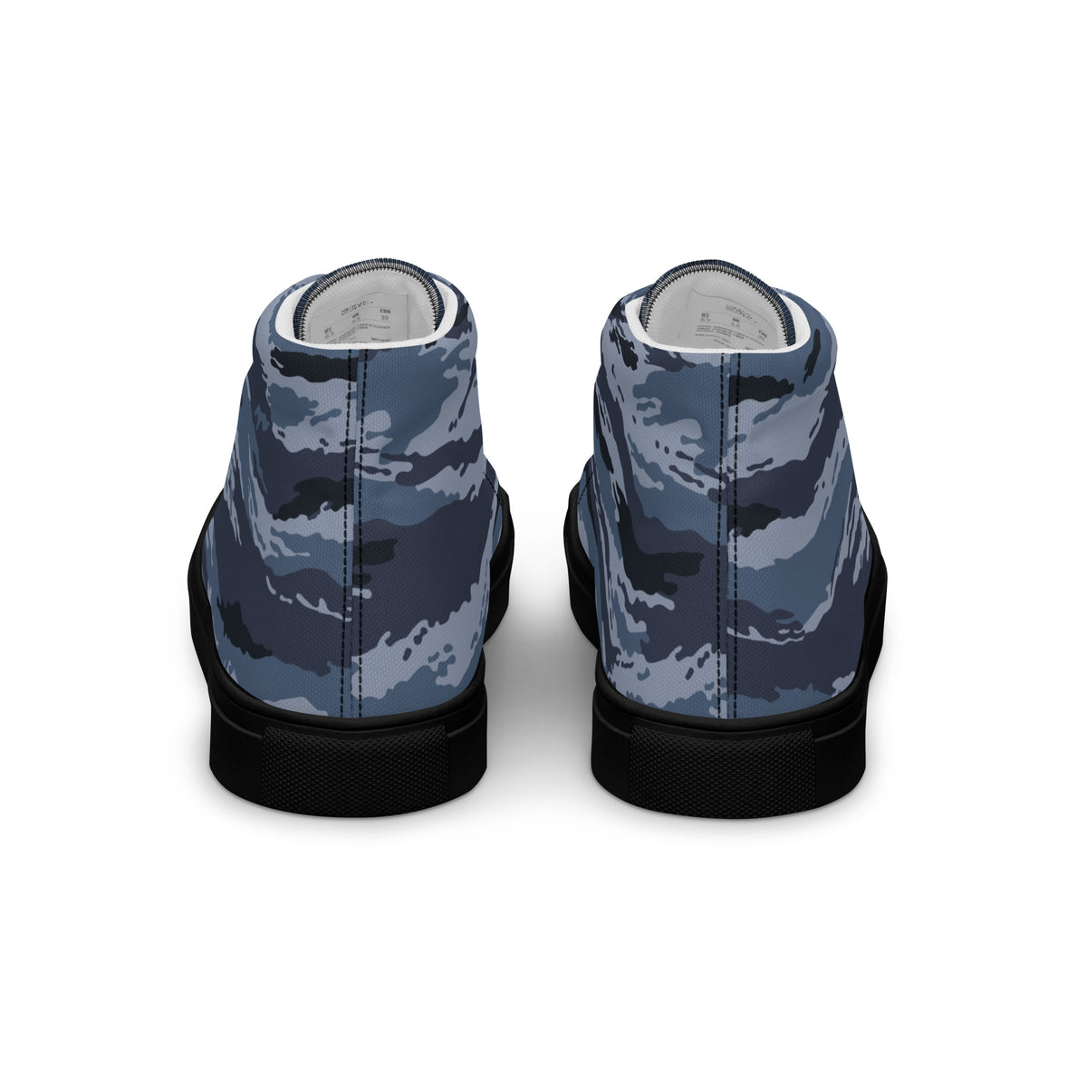 Kamysh Blue Camo Women’s Sneaker Hi, back view.