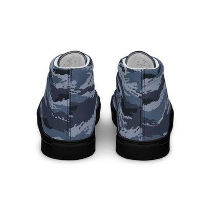 Kamysh Blue Camo Women’s Sneaker Hi, back view.