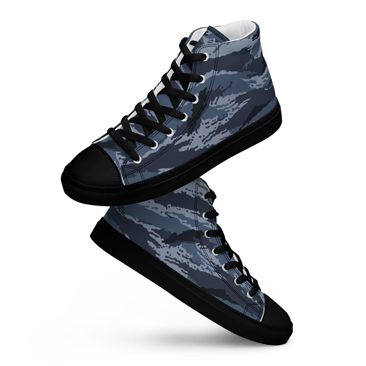 Kamysh Blue Camo Women’s Sneaker Hi, front view.