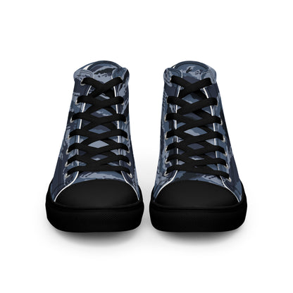 Kamysh Blue Camo Women’s Sneaker Hi, front view.