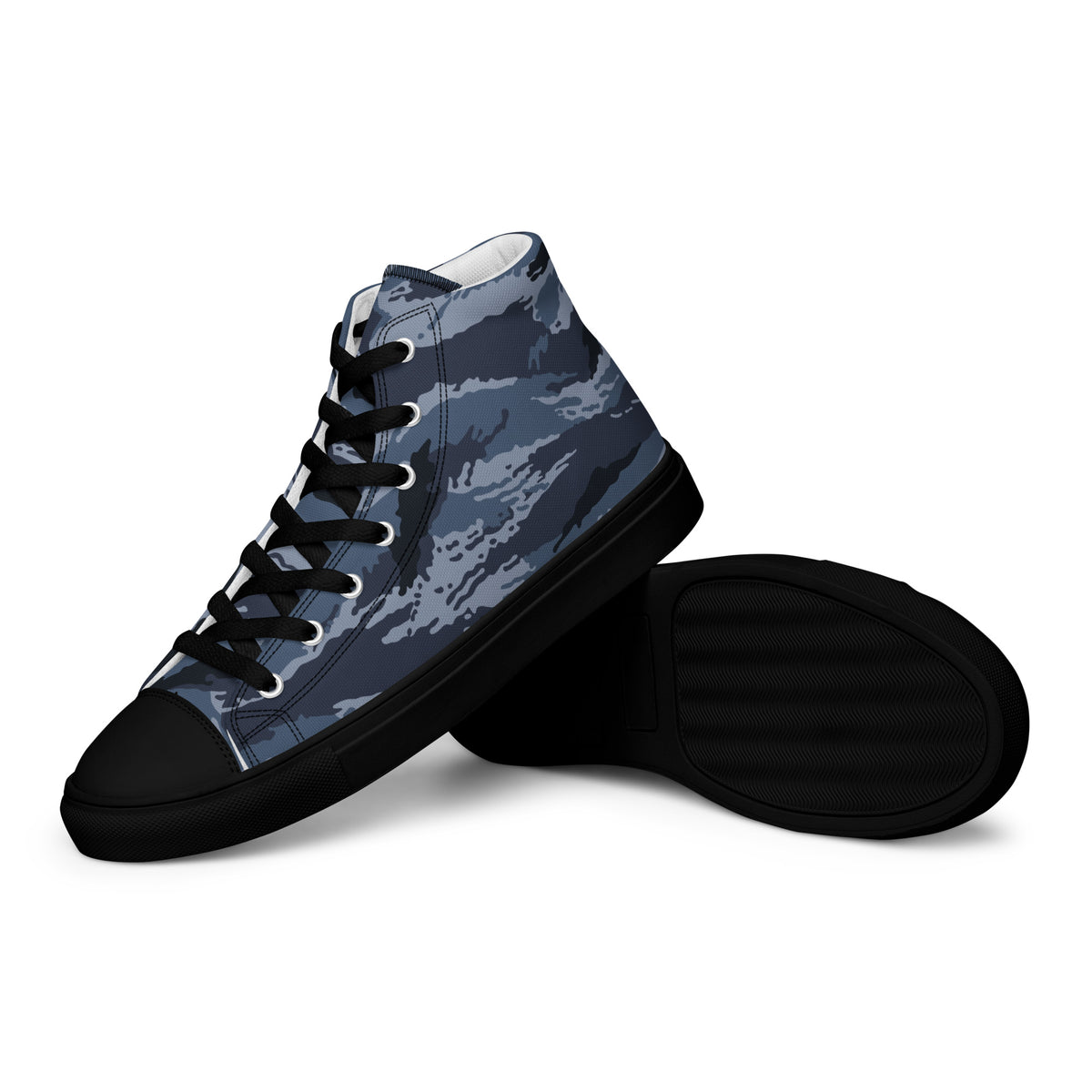 Kamysh Blue Camo Women’s Sneaker Hi, left view.