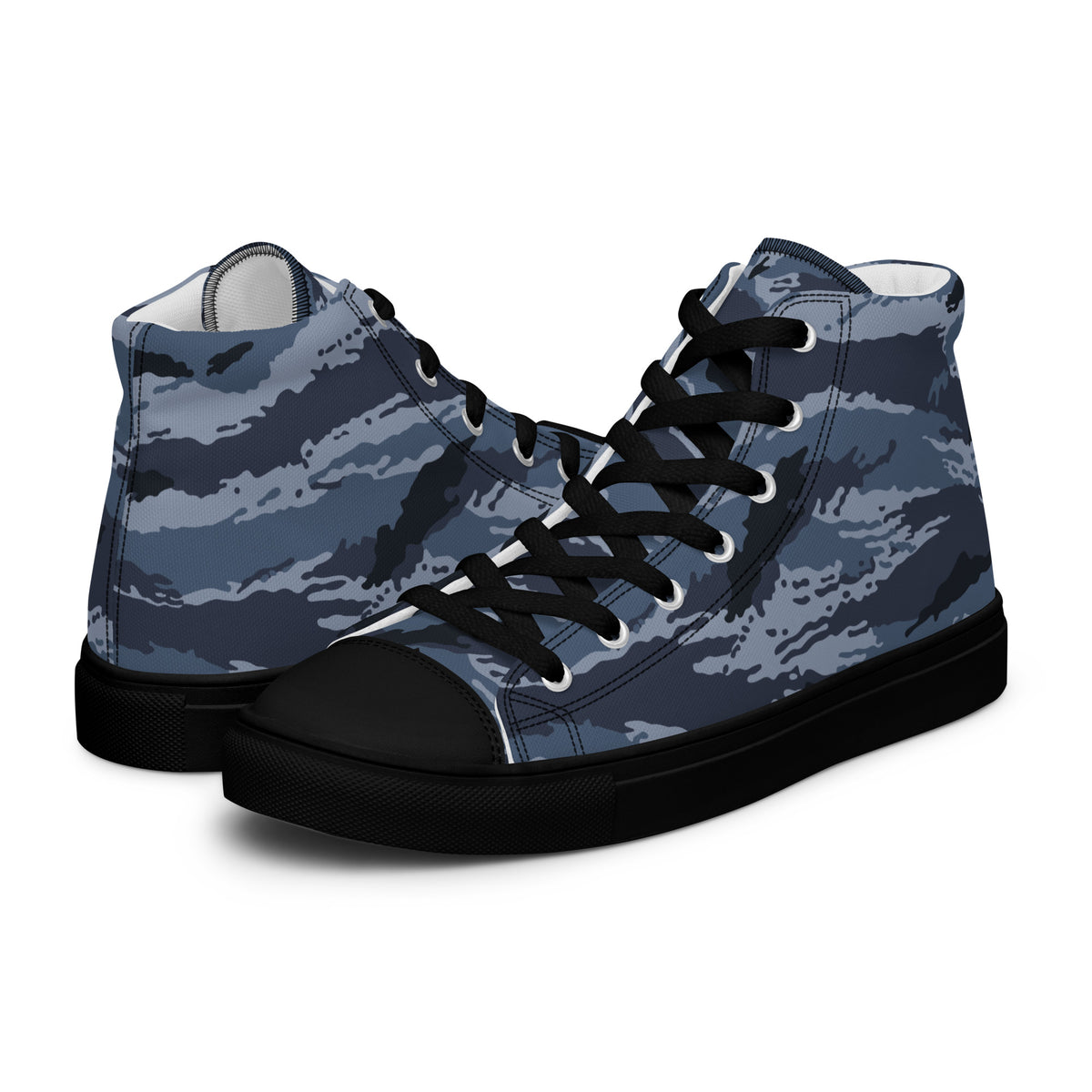 Kamysh Blue Camo Women’s Sneaker Hi, left view.