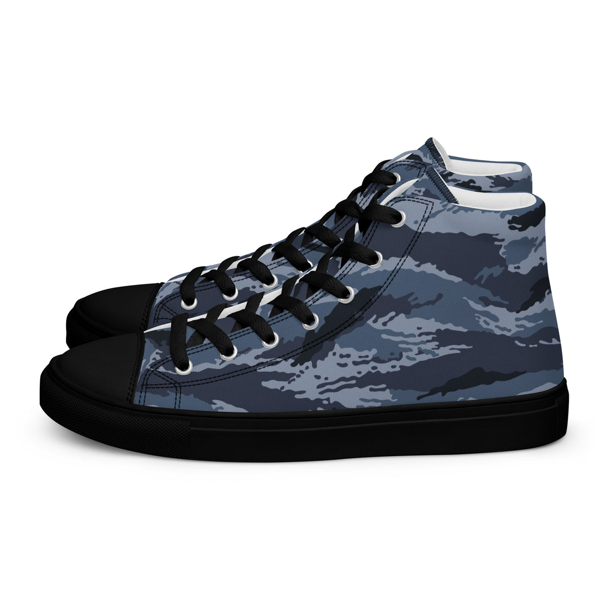 Kamysh Blue Camo Women’s Sneaker Hi, left view.