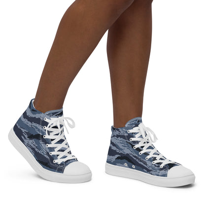 Kamysh Blue Camo Women’s Sneaker Hi, right view.