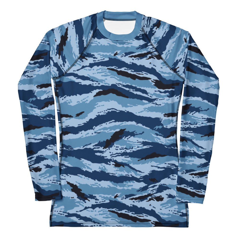 Kamysh Blue Camo Women's Long-sleeve Rash Guard _ Concealing Coloration.