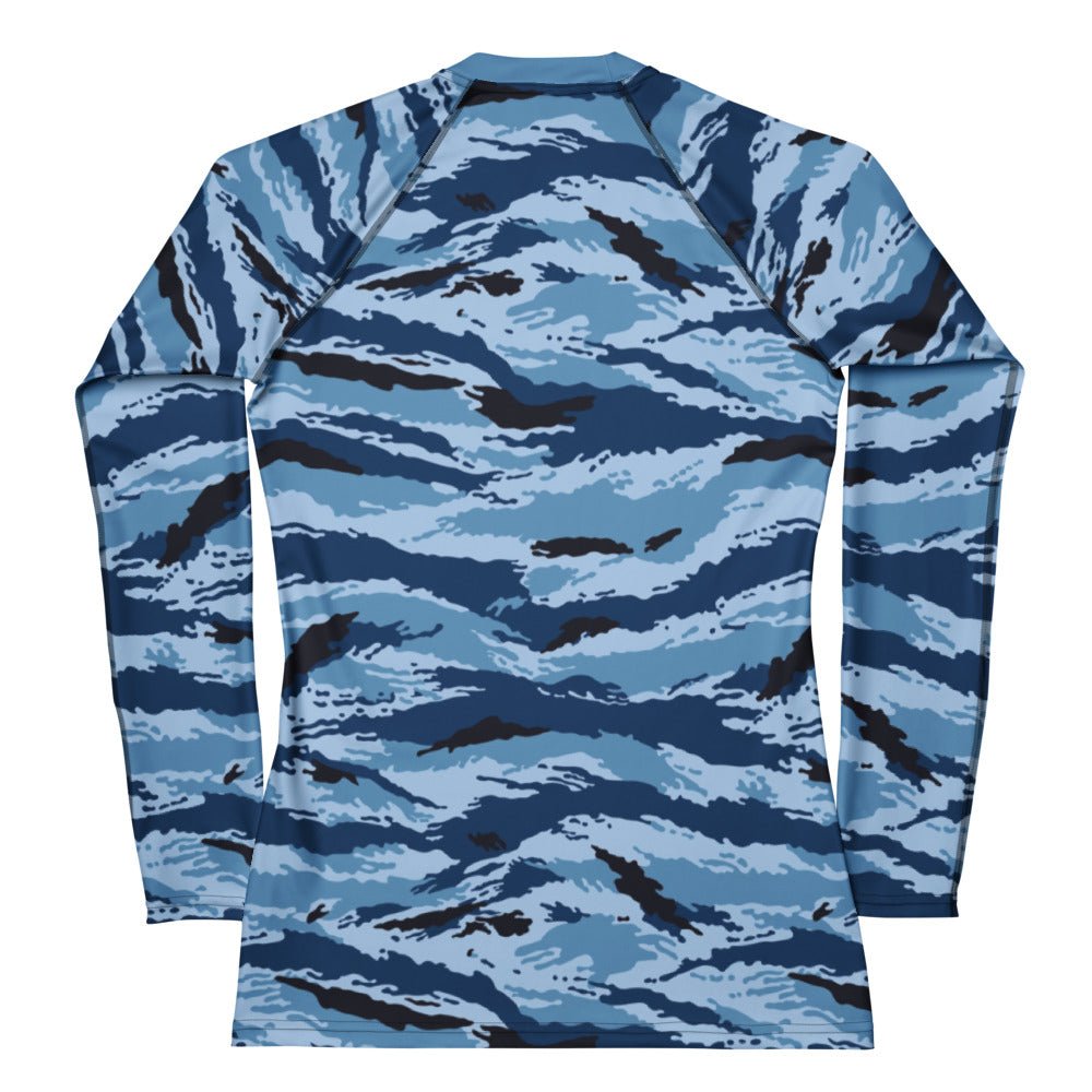 Kamysh Blue Camo Women's Long-sleeve Rash Guard _ Concealing Coloration.