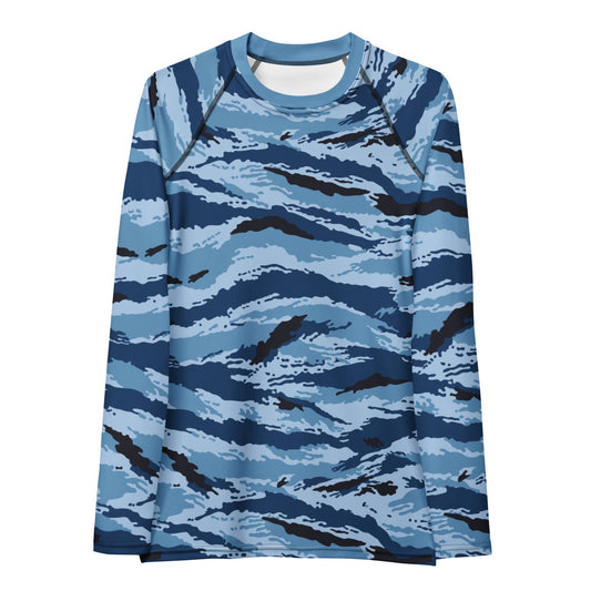 Kamysh Blue Camo Women's Long-sleeve Rash Guard _ Concealing Coloration.