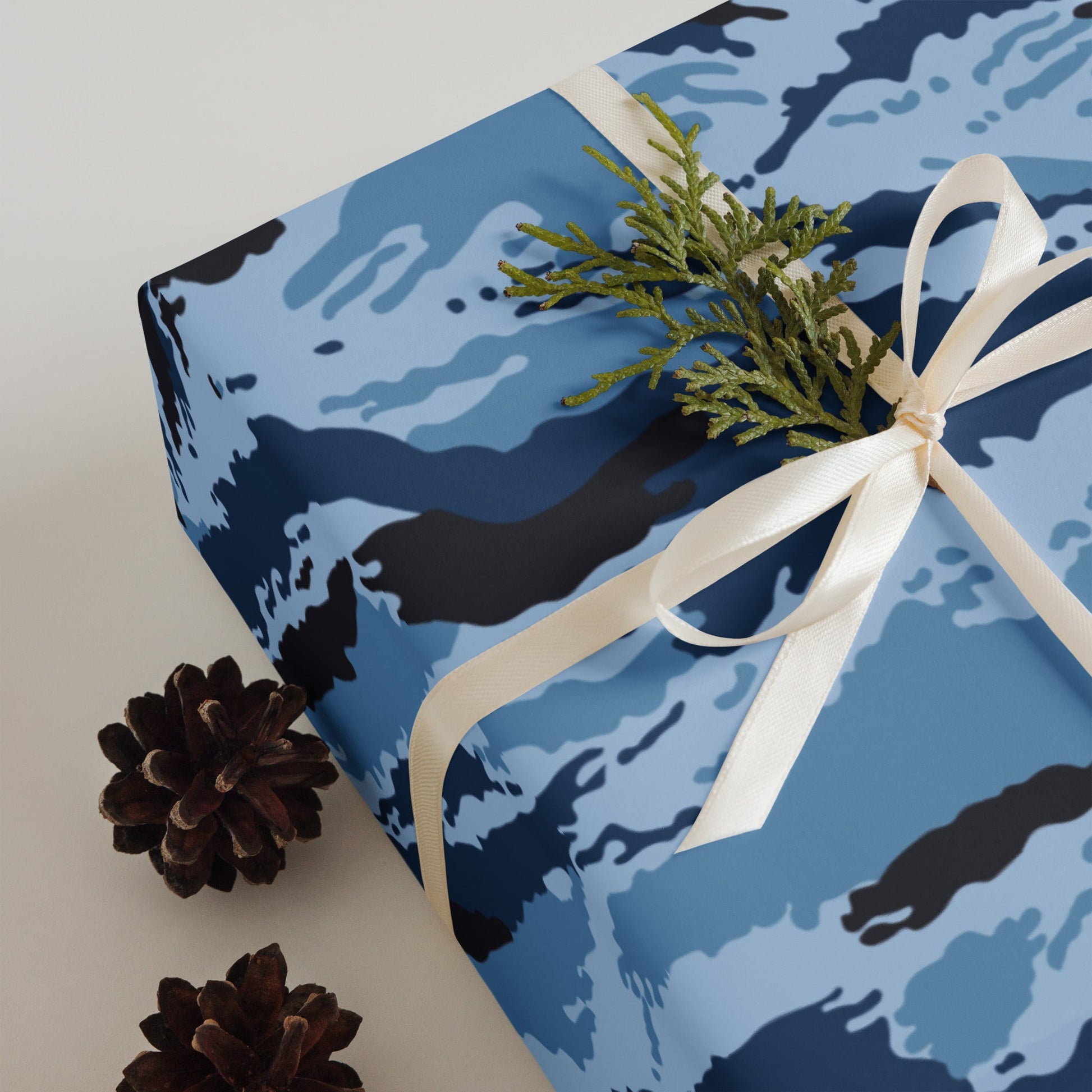 Kamysh Blue Camo Wrapping Paper _ Concealing Coloration