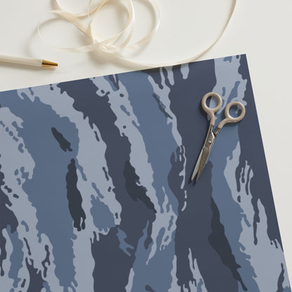 Kamysh Blue Camo Wrapping Paper wrapping paper sheets, front view.