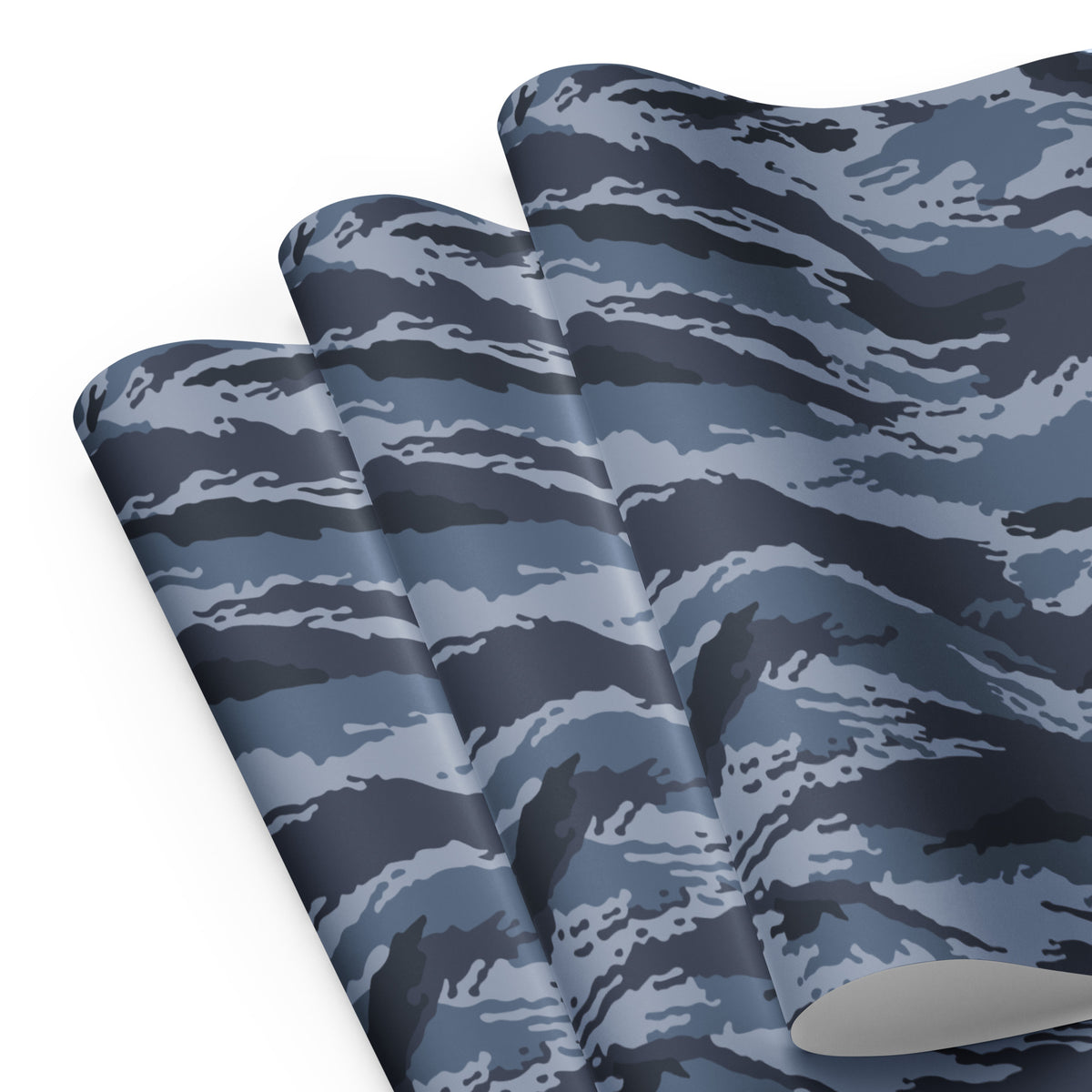 Kamysh Blue Camo Wrapping Paper wrapping paper sheets, front view.