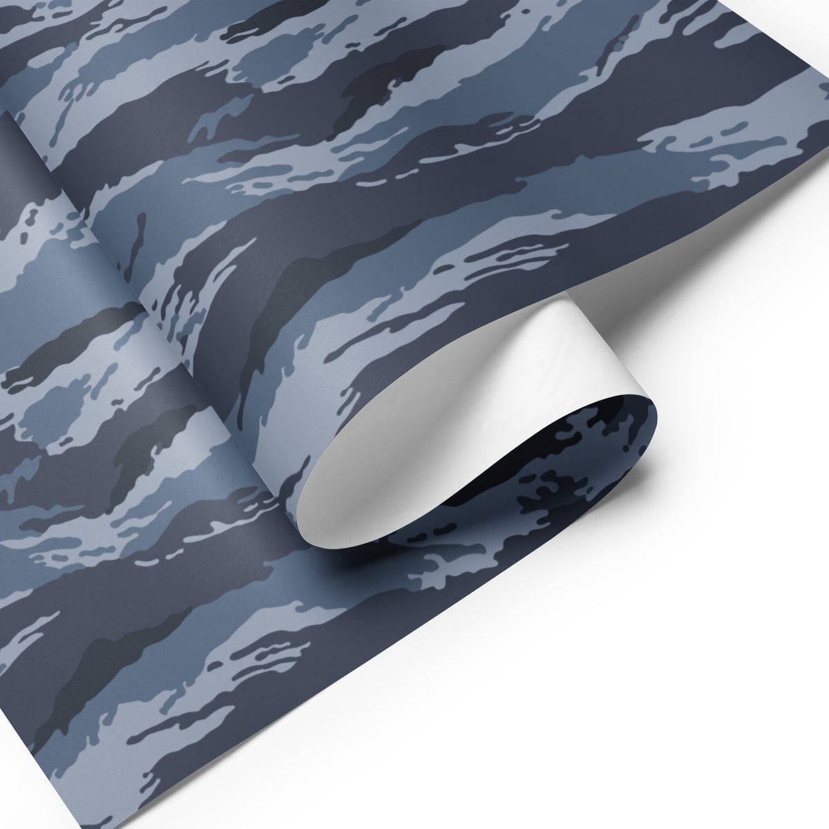 Kamysh Blue Camo Wrapping Paper wrapping paper sheets, front view.
