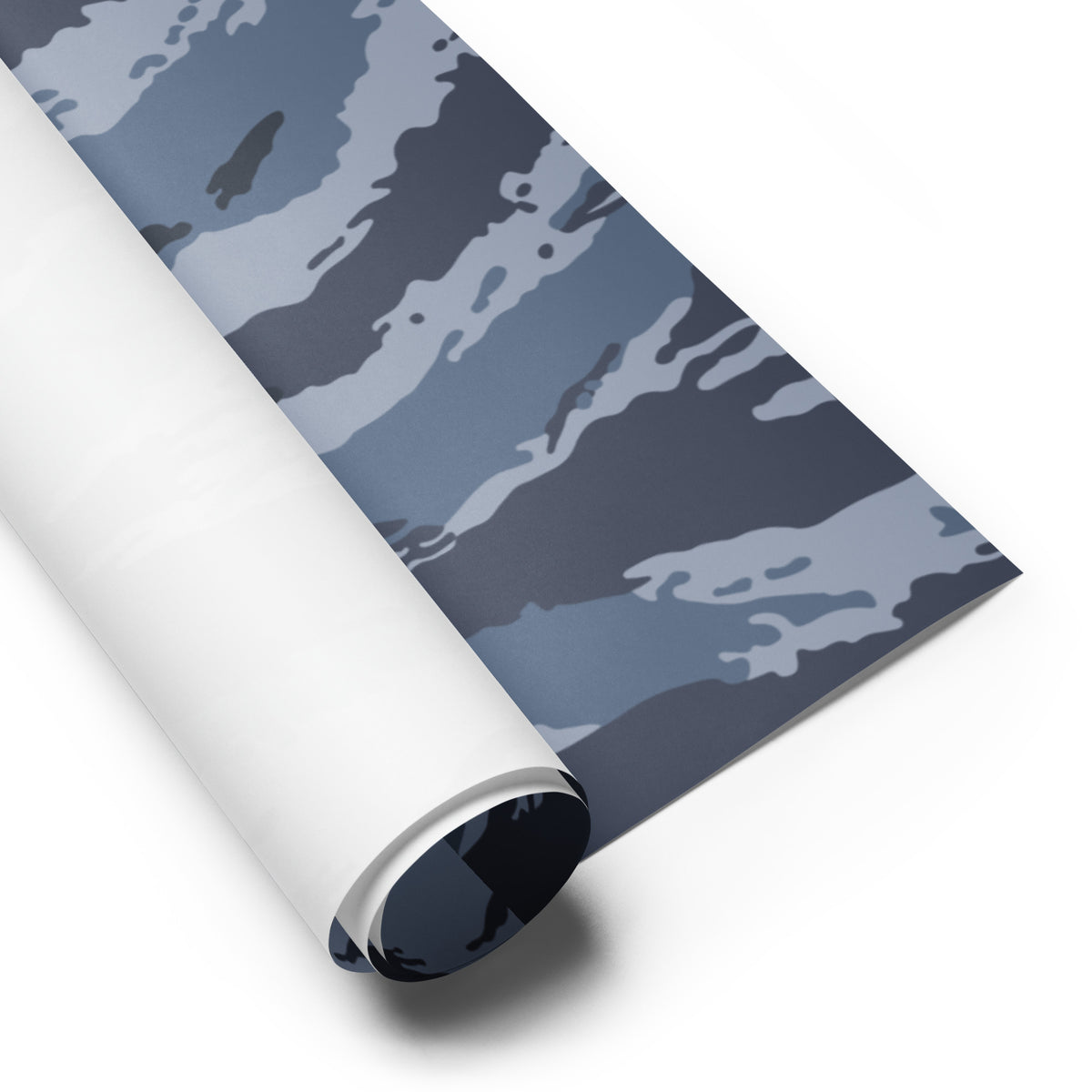 Kamysh Blue Camo Wrapping Paper wrapping paper sheets, front view.