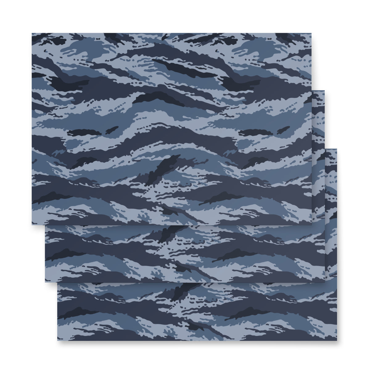 Kamysh Blue Camo Wrapping Paper wrapping paper sheets, front view.
