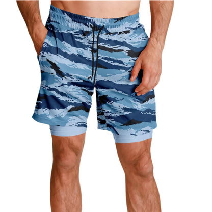 Kamysh Blue Camo Lined Shorts 7"