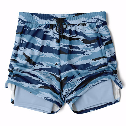 Kamysh Blue Camo Lined Shorts 7"