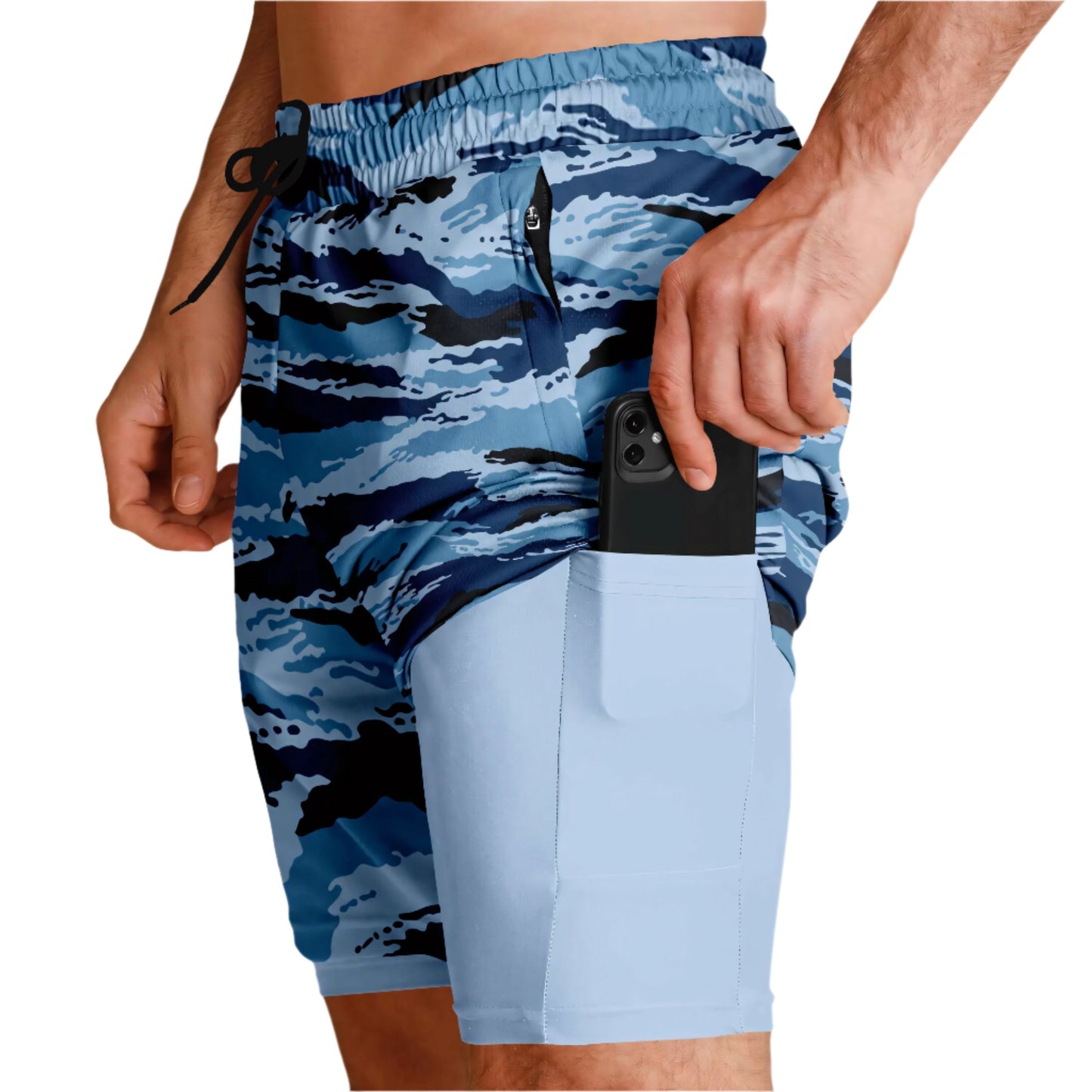 Kamysh Blue Camo Lined Shorts 7"