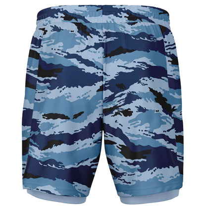 Kamysh Blue Camo Lined Shorts 7"