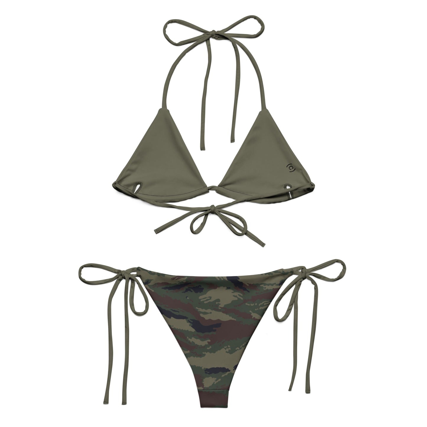Kamysh Woodland Camo String Bikini Set - reverse flat lay (lining side)