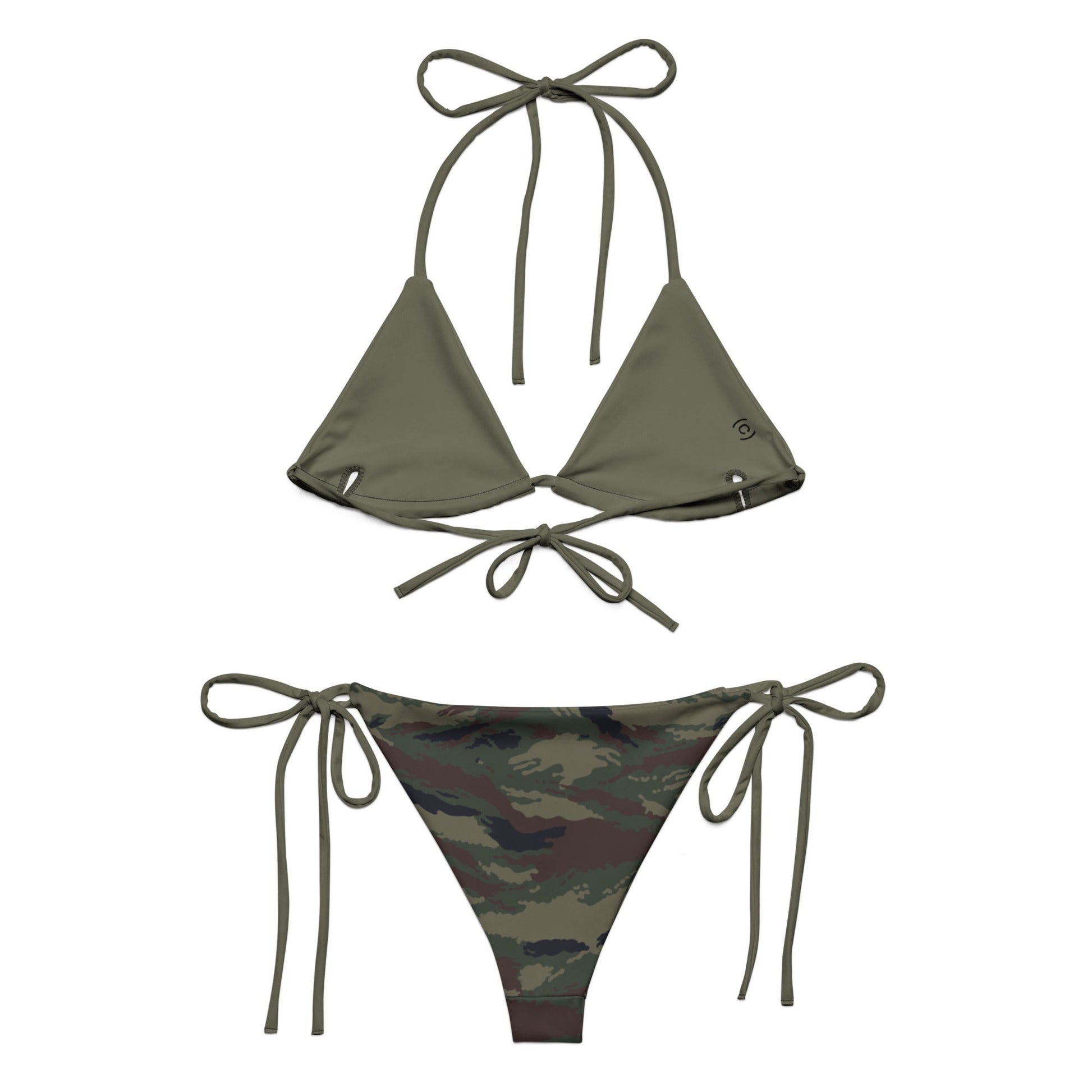 Kamysh Woodland Camo String Bikini Set - reverse flat lay (lining side)