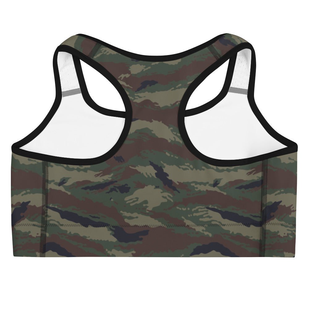 Kamysh Woodland Tigr Camo Racerback Sports Bra - Concealing Coloration