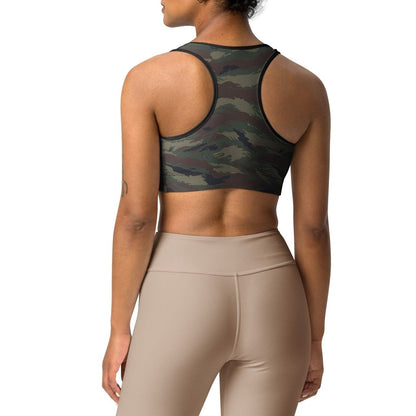Kamysh Woodland Tigr Camo Racerback Sports Bra - Concealing Coloration