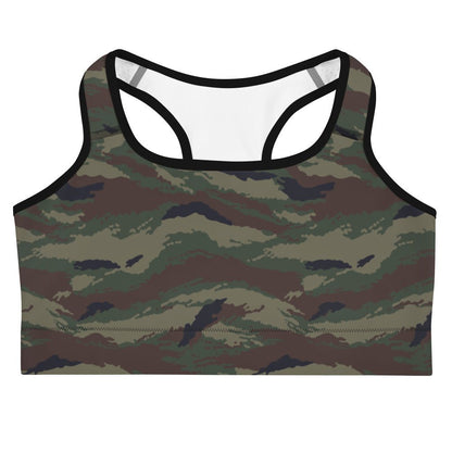 Kamysh Woodland Tigr Camo Racerback Sports Bra - Concealing Coloration
