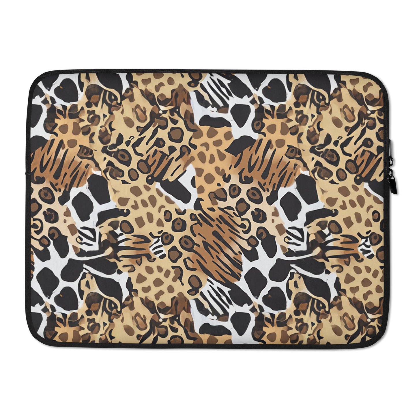 Animals Camouflage laptop sleeve inspired by MGS, combining wild animal prints with functional protection.