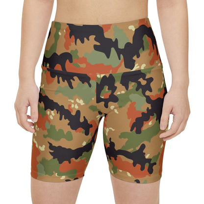 Leibermuster Camo High-Rise Bike Shorts - Concealing Coloration