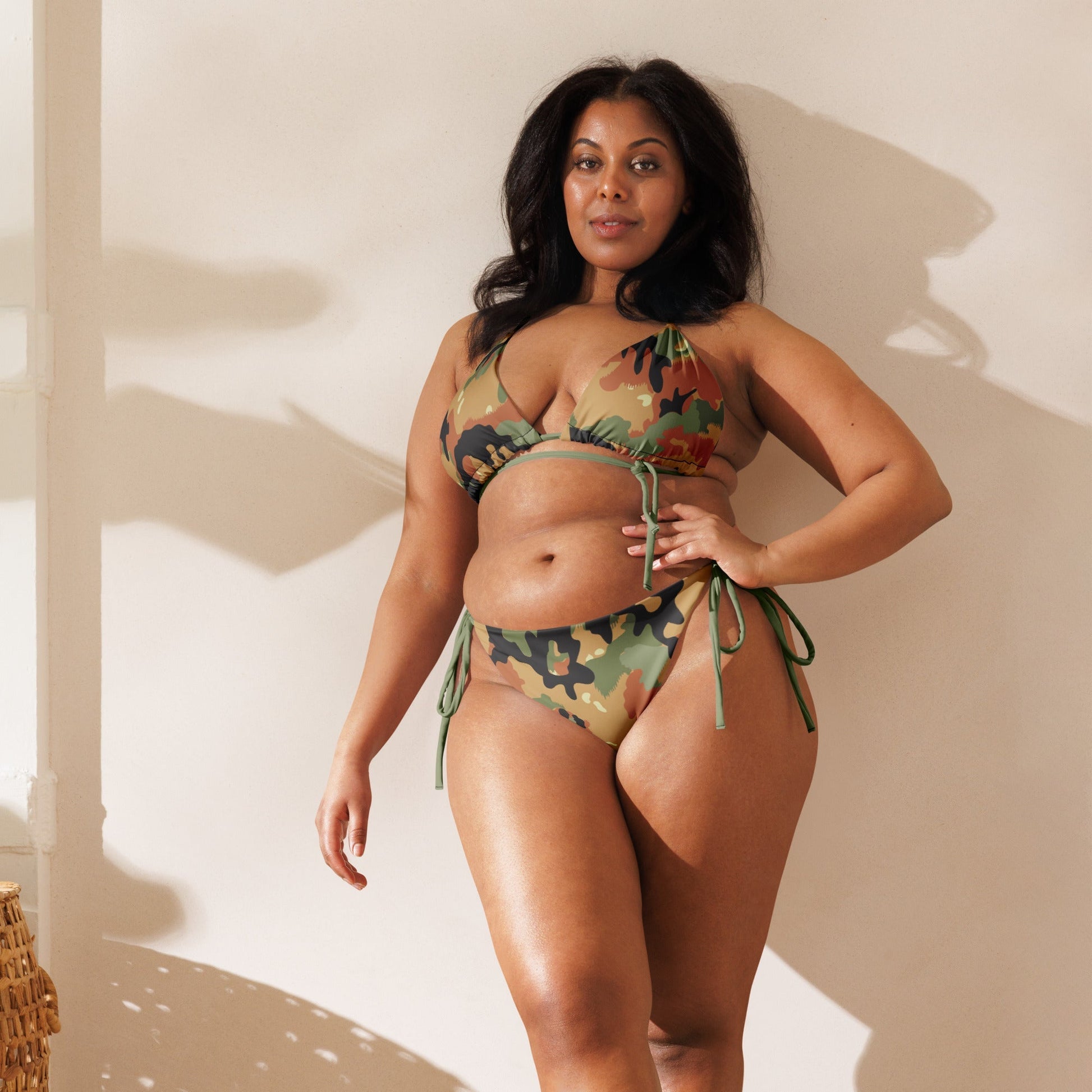 Leibermuster Camo String Bikini Set - front close-up mockup