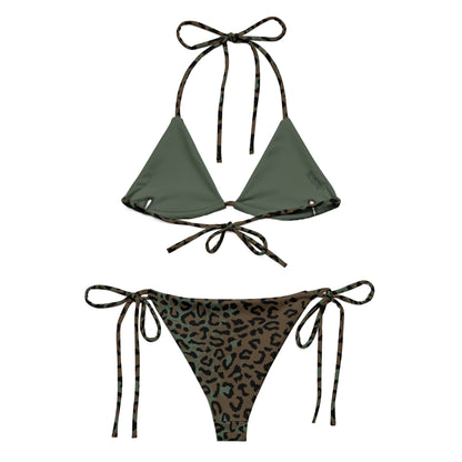 Leopard Spot Camo String Bikini Set, back view.