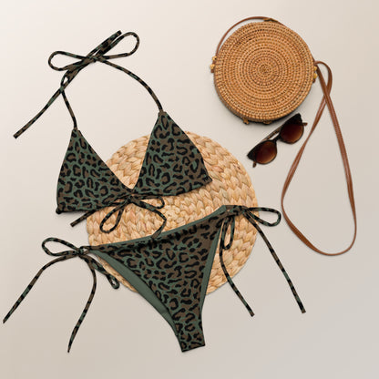 Leopard Spot Camo String Bikini Set, front view.
