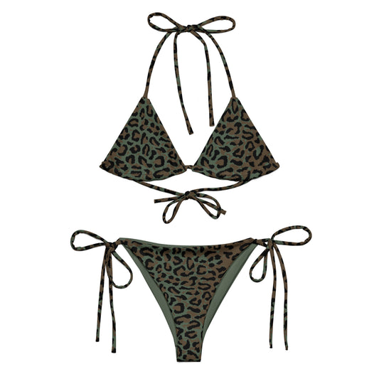 Leopard Spot Camo String Bikini Set, front view.