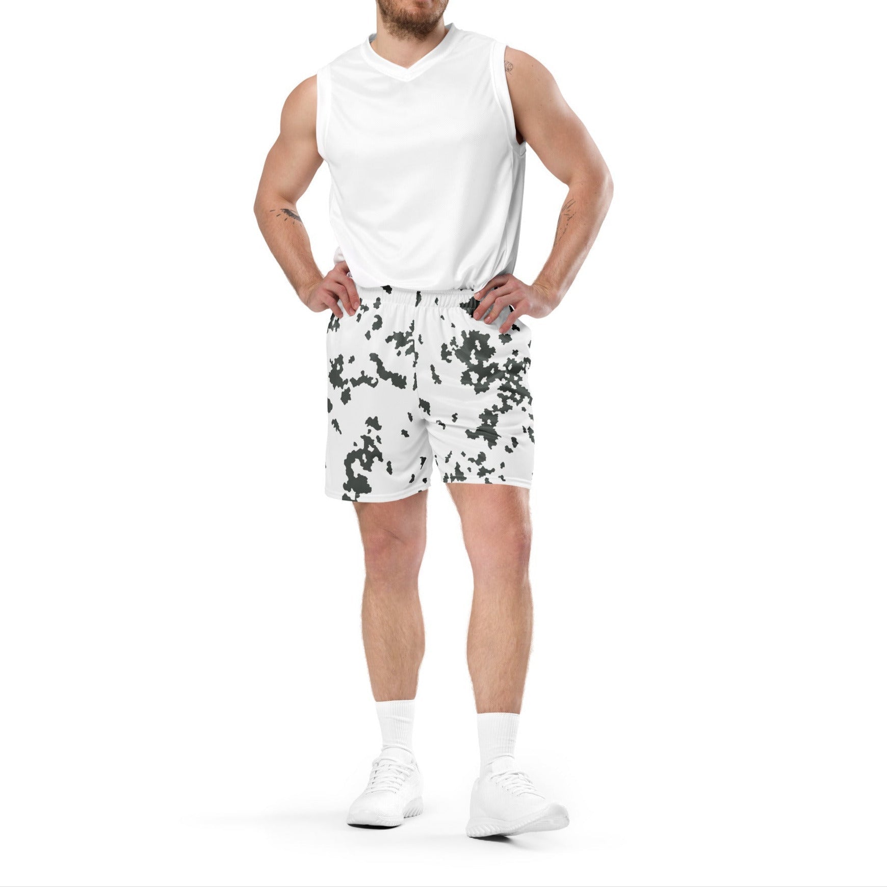 M05 Snow Camo Basketball Shorts _ Concealing Coloration