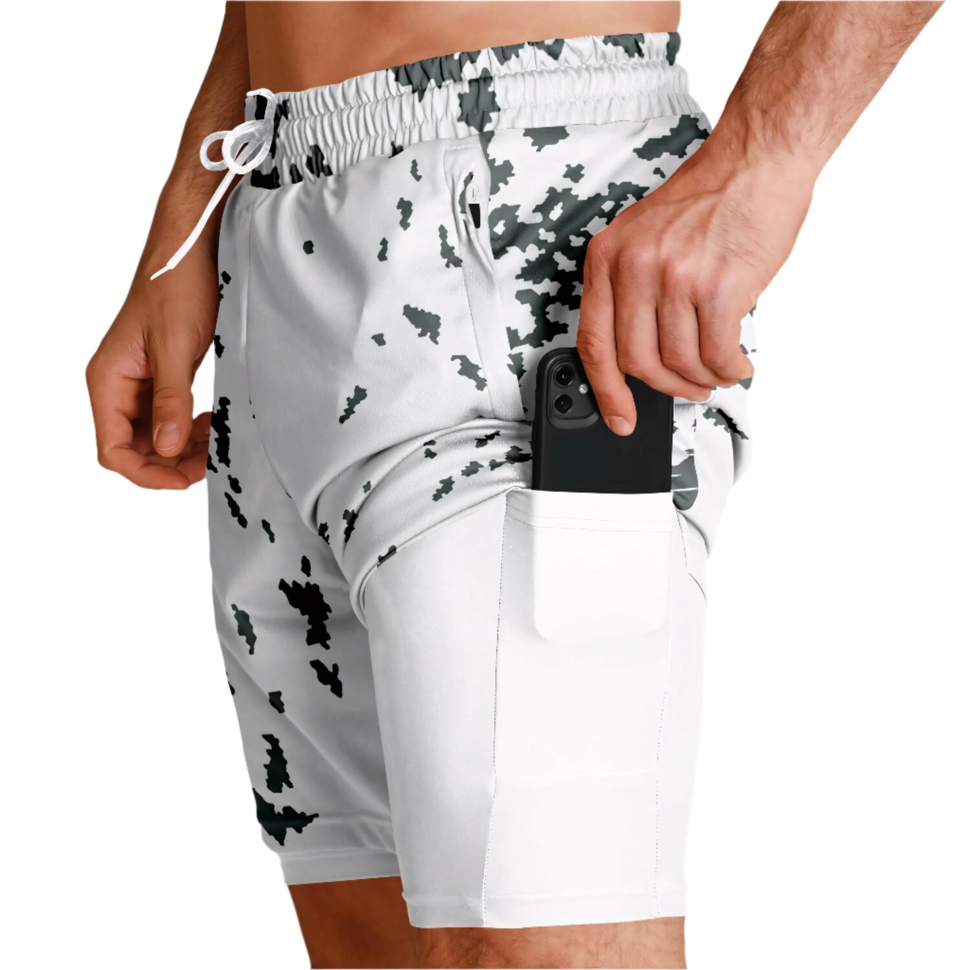 M05 Snow Camo Lined Shorts 7" _ Concealing Coloration