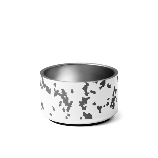 M05 Snow Camo Pet Bowl, front view.