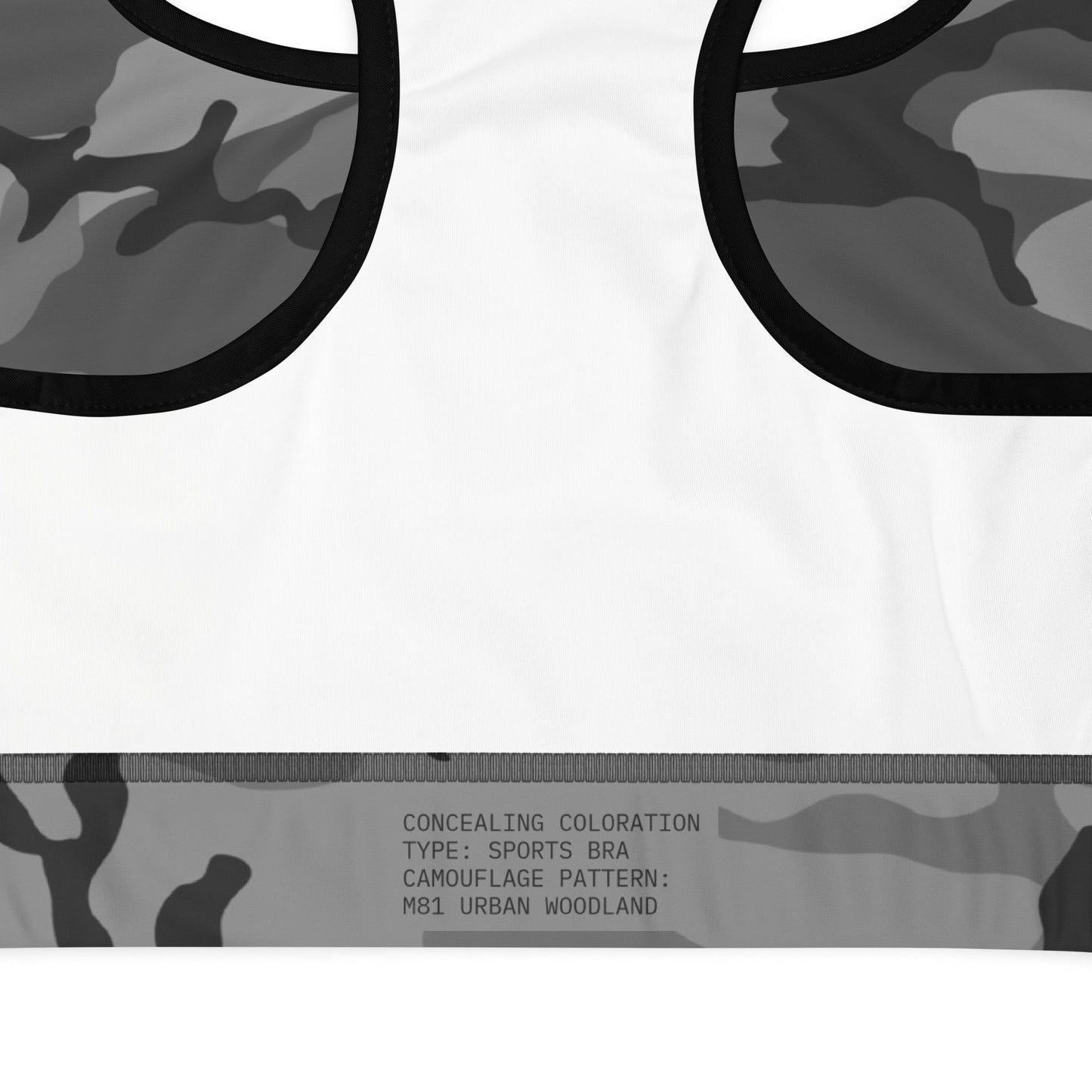 M81 Urban Camo Racerback Sports Bra (Gray-Dominant) - Concealing Coloration