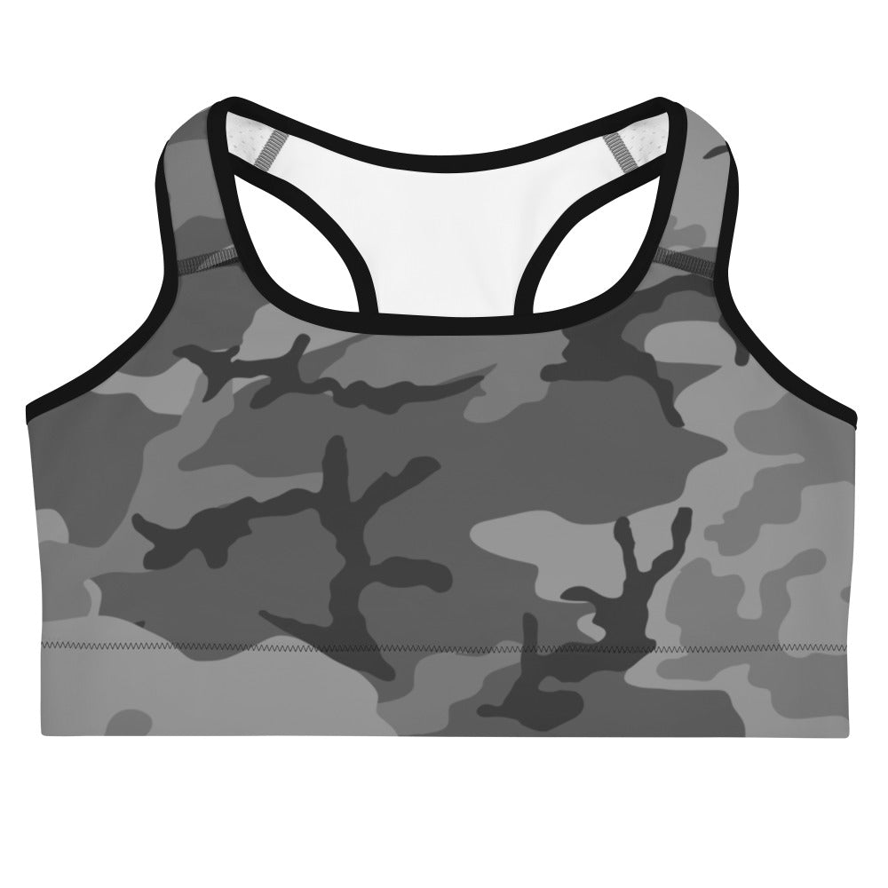 M81 Urban Camo Racerback Sports Bra (Gray-Dominant) - Concealing Coloration