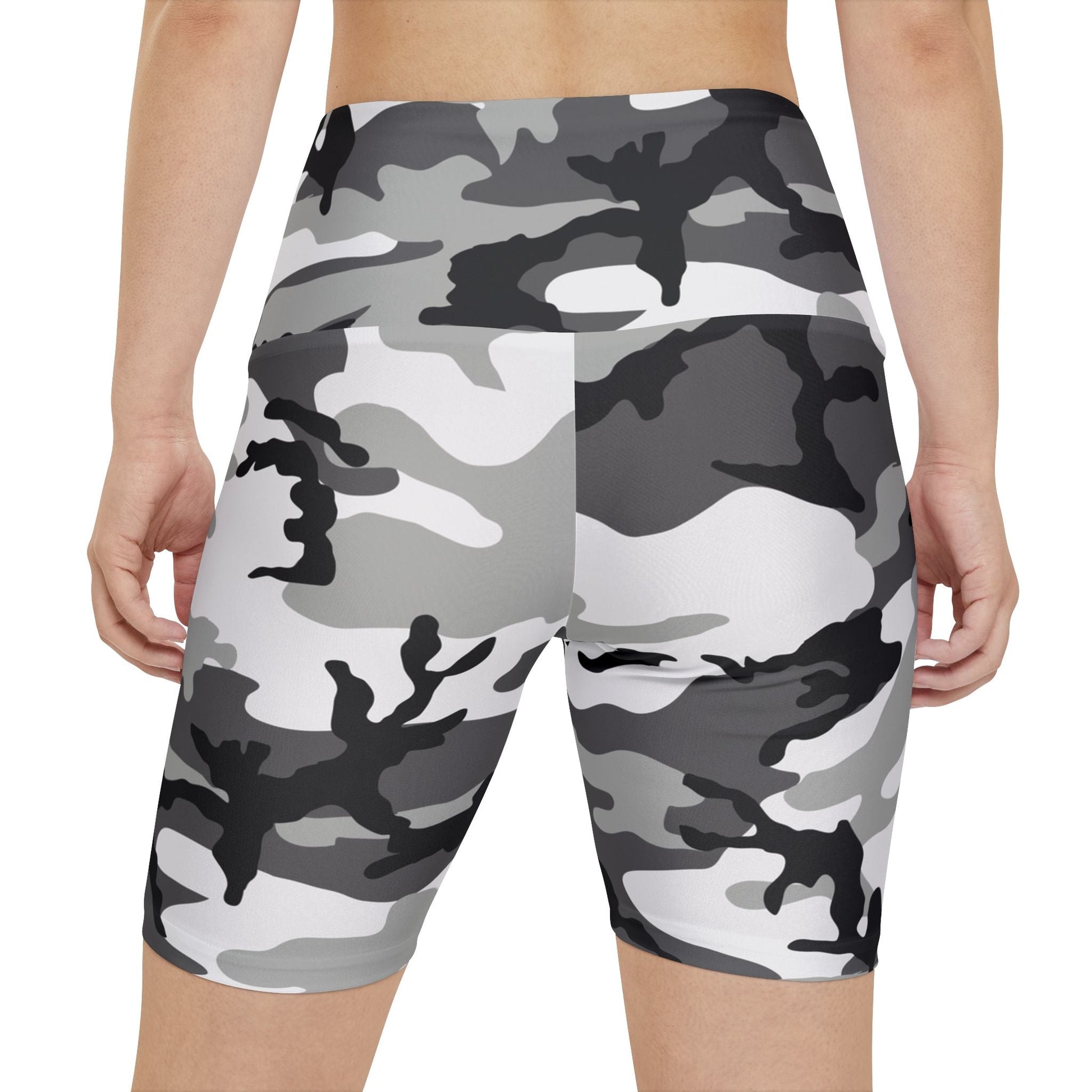 M81 Urban Woodland Camo High-Rise Bike Shorts - Concealing Coloration