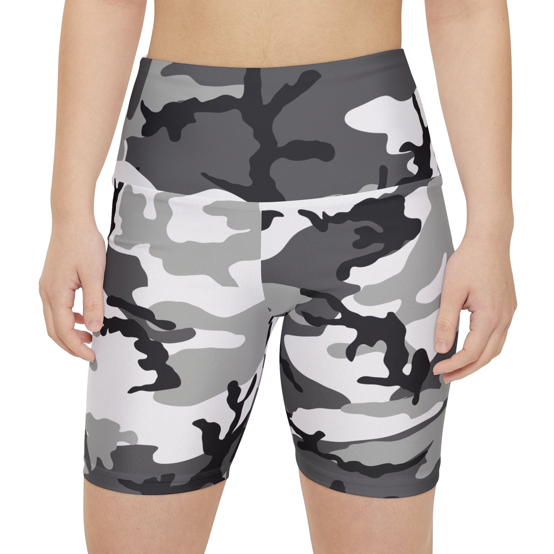 M81 Urban Woodland Camo High-Rise Bike Shorts - Concealing Coloration