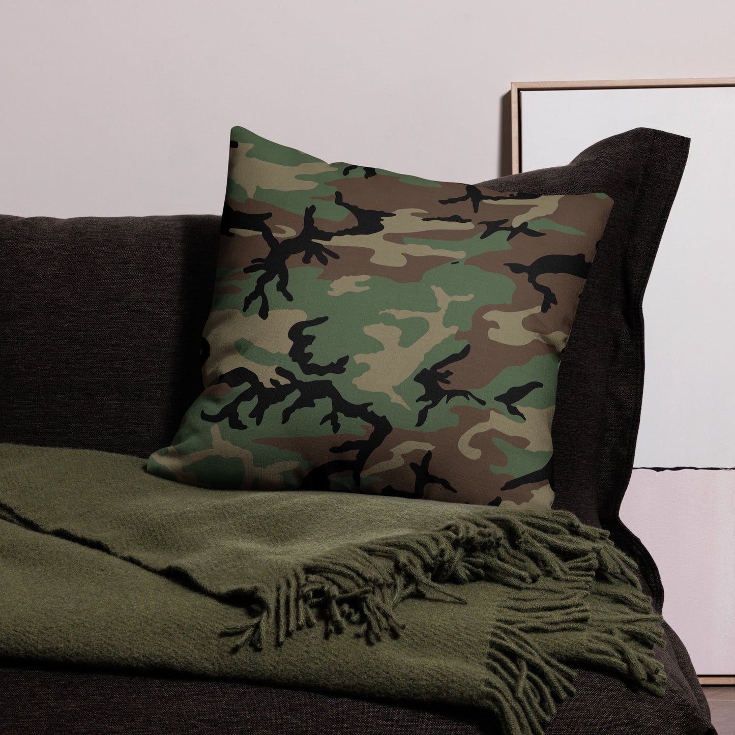 M81 Woodland Camo 22" Throw Pillow