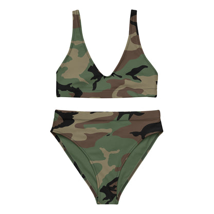 M81 Woodland Camo High-Waisted Bikini Set