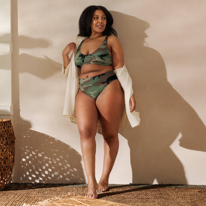 M81 Woodland Camo High-Waisted Bikini Set _ Concealing Coloration