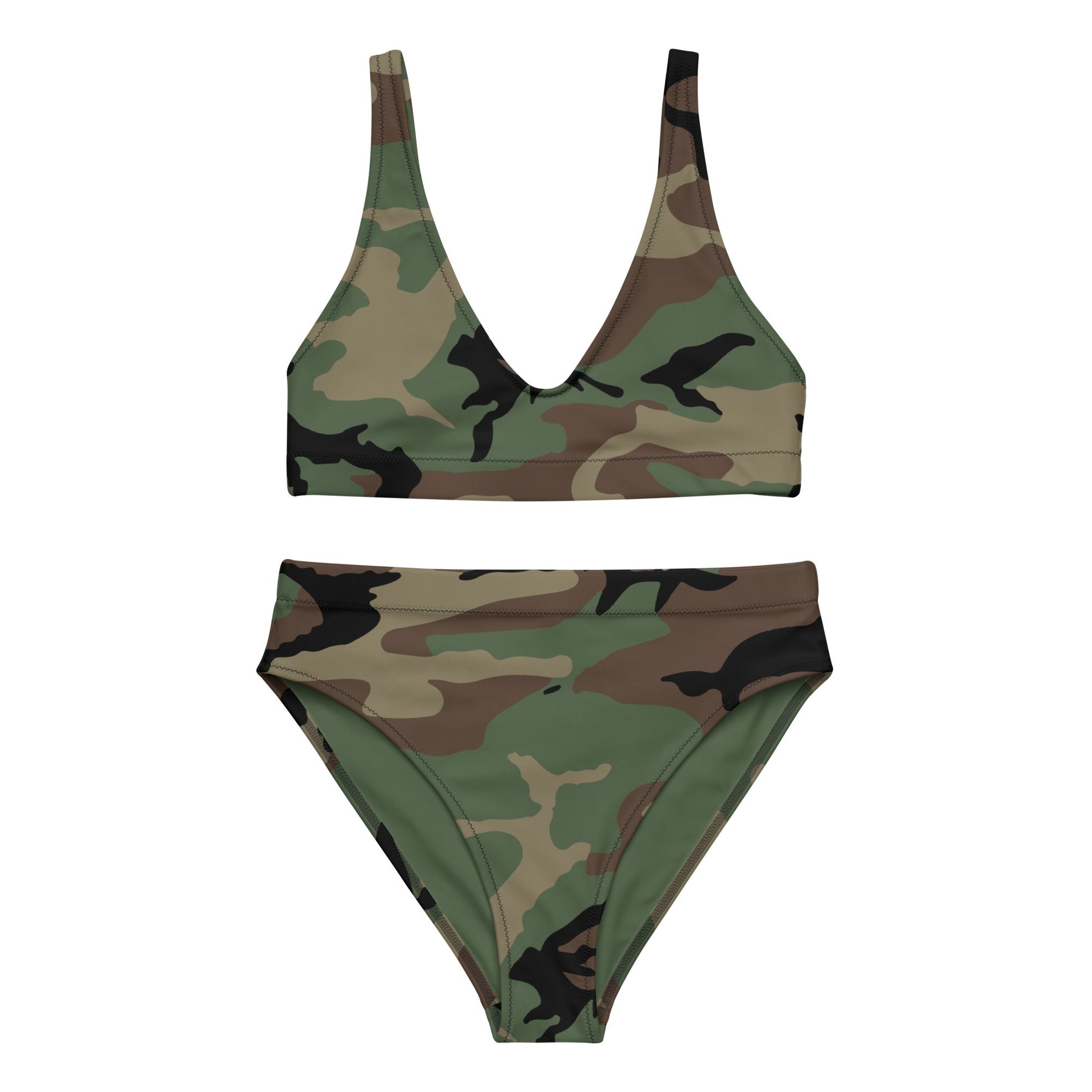 M81 Woodland Camo High-Waisted Bikini Set _ Concealing Coloration
