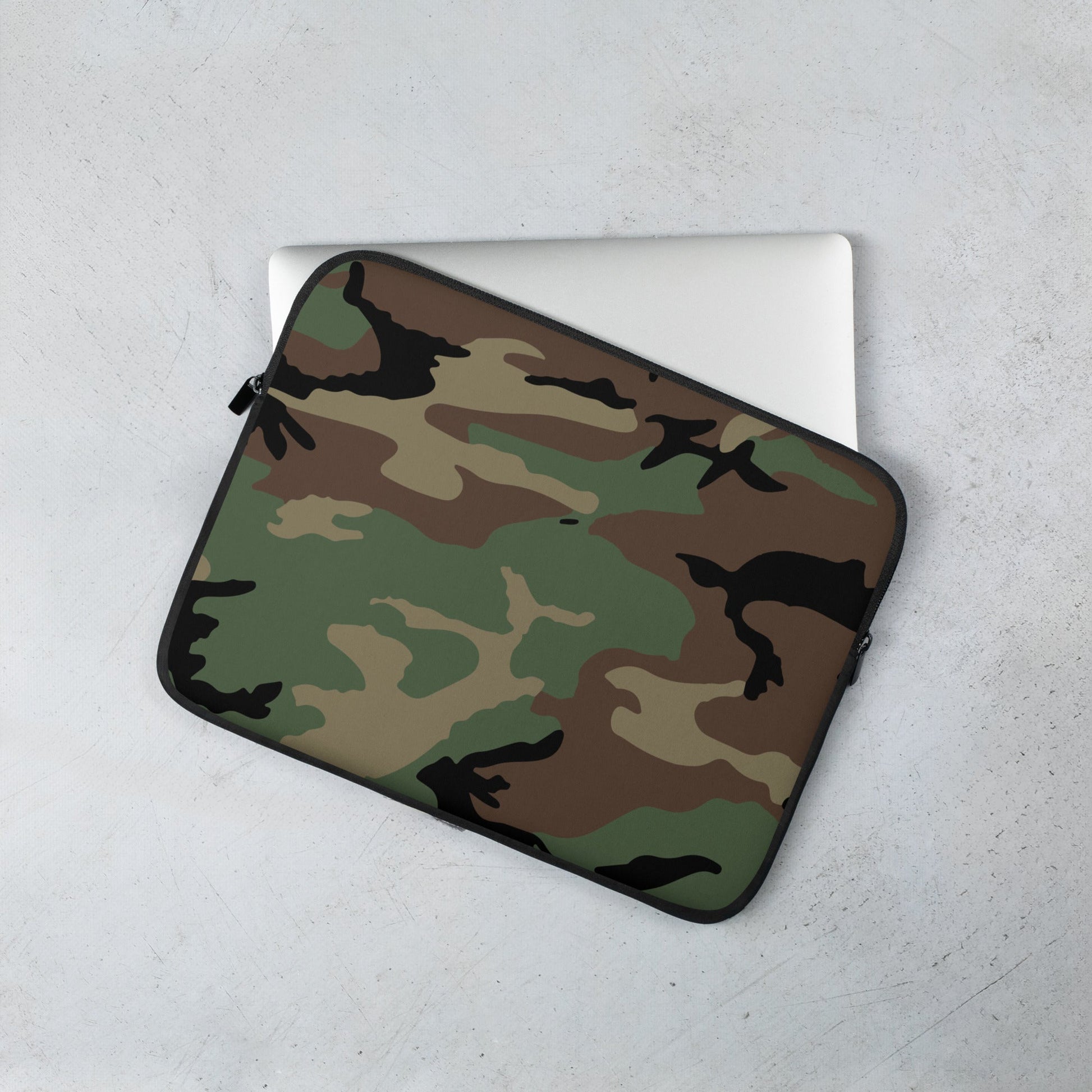 M81 Woodland Camo Laptop Sleeve _ Concealing Coloration