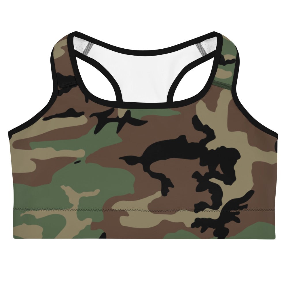 M81 Woodland Camo Racerback Sports Bra