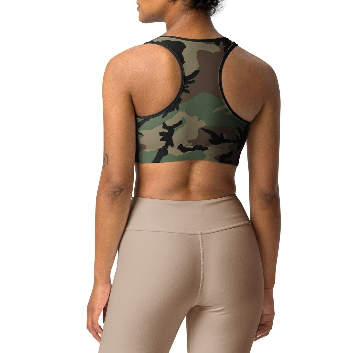 M81 Woodland Camo Racerback Sports Bra