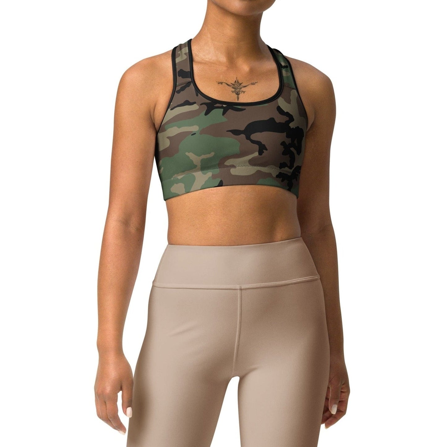 M81 Woodland Camo Racerback Sports Bra