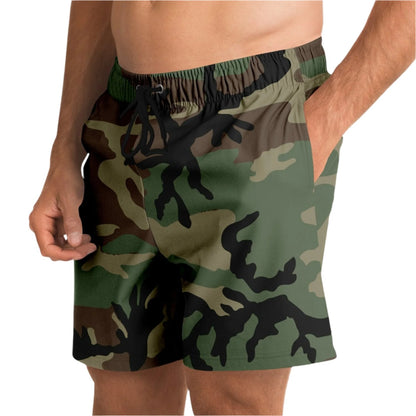 M81 Woodland Camo Swim Shorts 6.5″