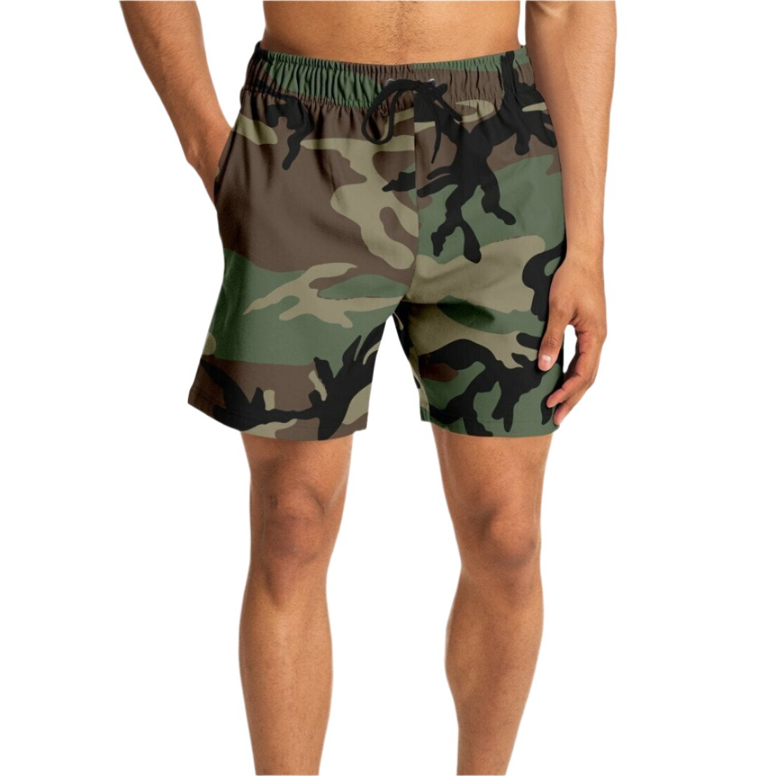 M81 Woodland Camo Swim Shorts 6.5″