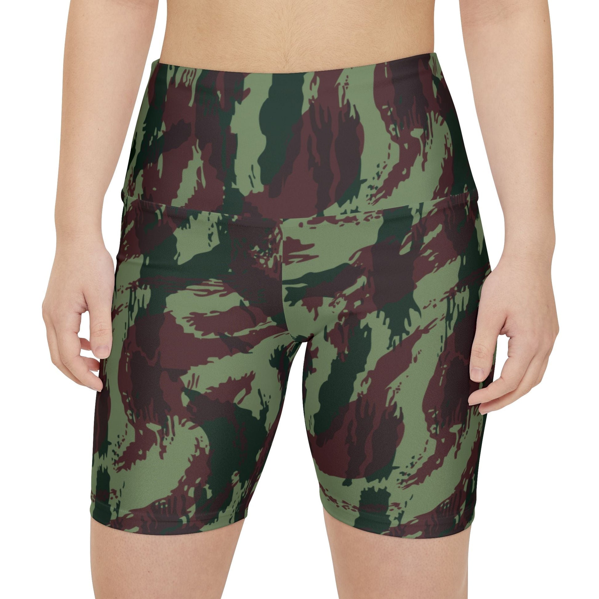 Portuguese Lizard Camo High-Rise Bike Shorts _ Concealing Coloration